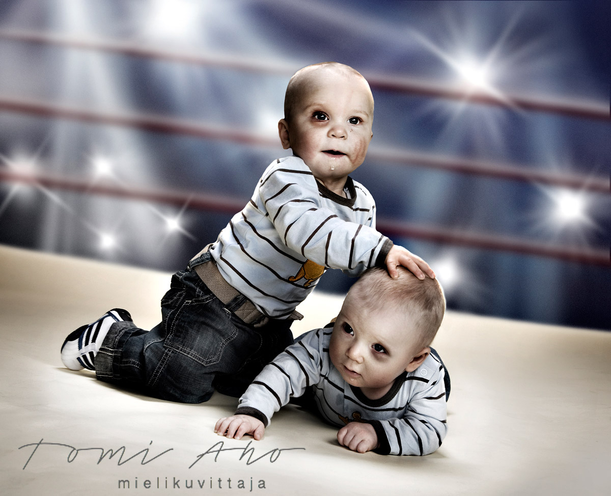 Taaperoiden vapaaottelu Mielikuvittaja Tomi Ahon kuvituskuvassa